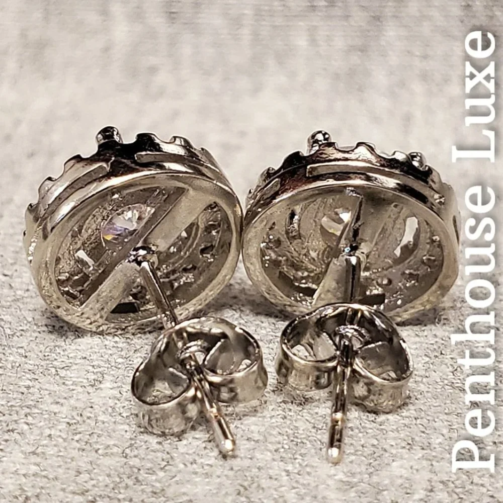 FINAL RESTOCK!! Brilliant Cut Halo Silver Earring Set - Picture 2 of 4